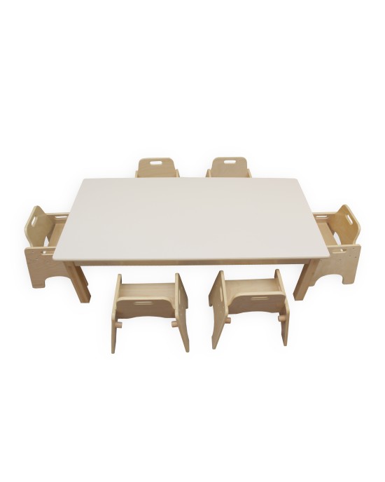 Large Rectangular Birch Table L130cm x W65cm (1 - 2 Years)(Seats 6 Children)