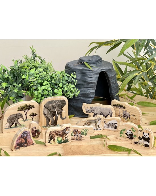 Endangered Animal Families Wooden Characters 