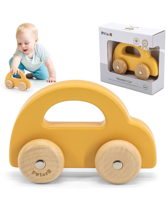 Wooden Push Car Yellow