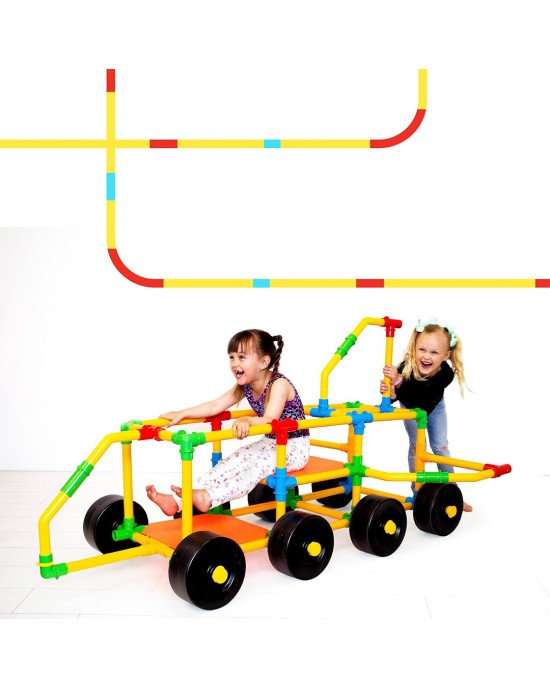 Meggo Tubes Super School Set - The Ultimate Kids STEM Toy Set (440 pcs)