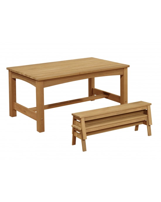 O/D Hardwood Table + Bench Set