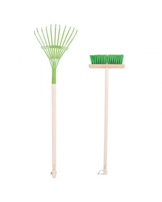 Lond Handle Leaf Rake + Brush