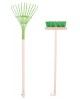 Lond Handle Leaf Rake + Brush