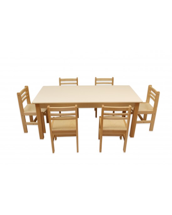 Large Rectangular Birch Table 130cm x 65cm (3 - 5 Years)(Seats 6 Children)