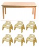 Large Birch Rectangular Table + 6 Wobbler Chairs