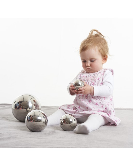 Silver Sensory Reflective Balls - Pk4 0M+