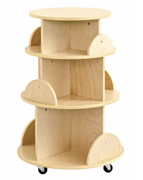 Kids Rotating Wooden Display Bookcase With Castors