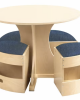 Round Wooden Table with Storage Stool - Set of 5