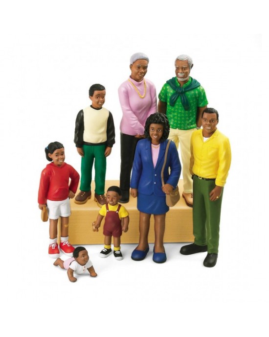 African American Family Block People - Set Of 8