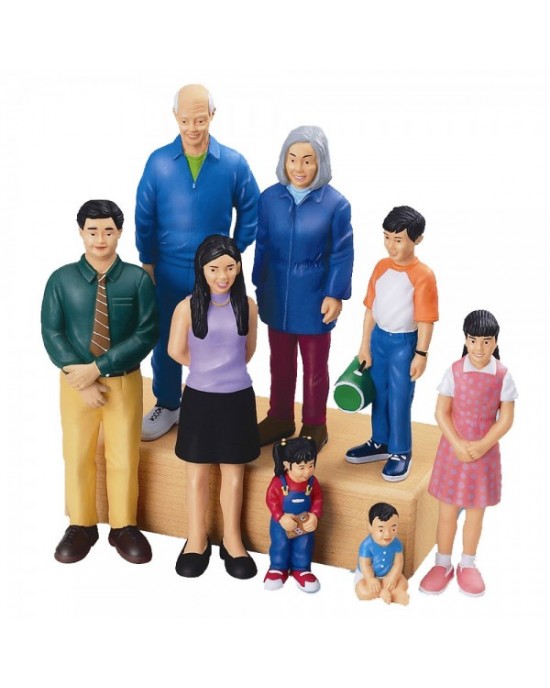 Asian Family Block People - Set Of 8