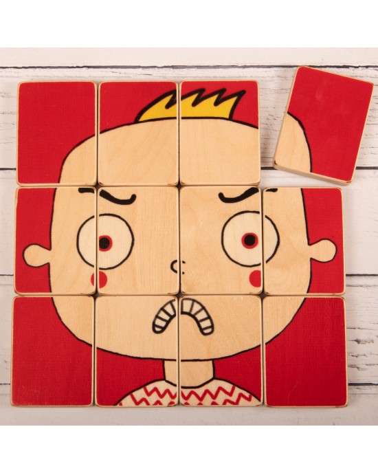 Puzzle Heads in Pieces Set 4 - Happy and Angry