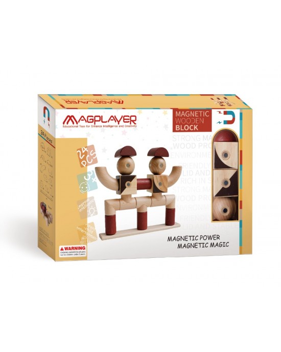 Magschool - 24 Pieces Wooden People Builder