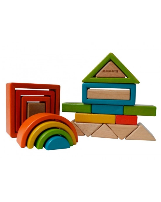 Magschool - 22 Pieces Wooden Blocks and Arches Set