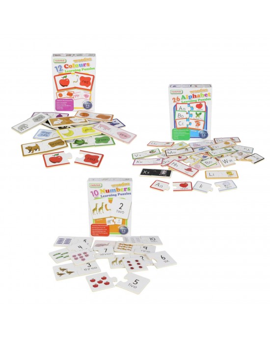 Wooden Learning Puzzles - Multibuy Set (Numbers, Colours, Alphabet)