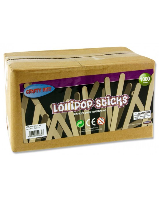 CRAFTY BITZ BOX 1000 LOLLIPOP STICKS - NATURAL