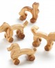 Wooden Wheeled Animal Grasping Toys 4pk