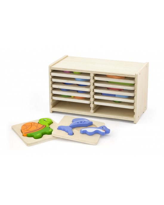 Block Puzzle -12 pcs Set w/Storage Shelf