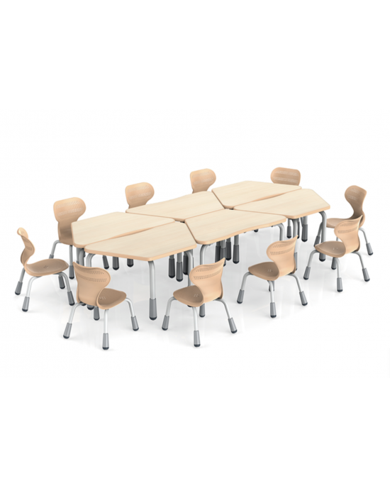 Height Adjustable Trapezoid Table